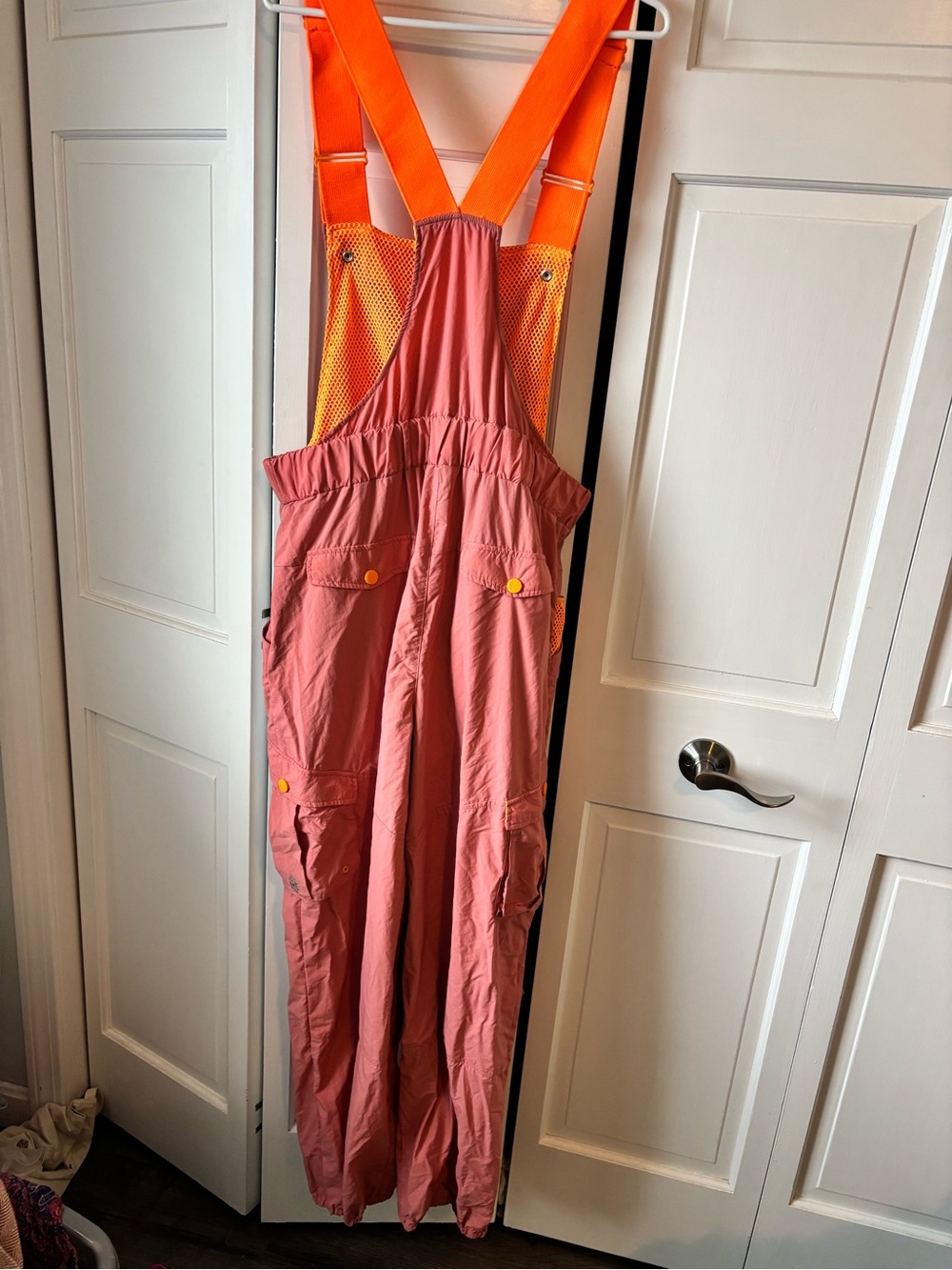 Free People Coral Jumpsuit with Bright Orange Straps - Picture 2 of 3